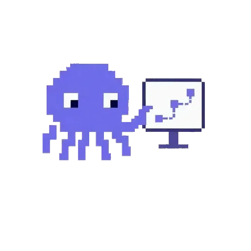 OctOpus mascot reviewing data